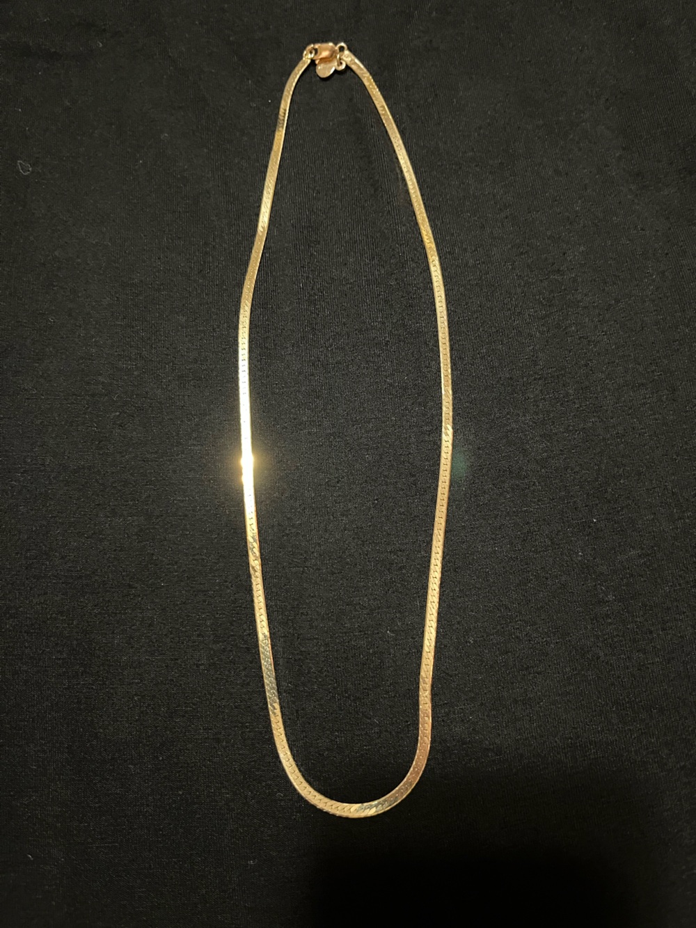 Vintage Solid 10K Yellow Gold Herringbone Chain Necklace | 16" x 3mm (1/8")
